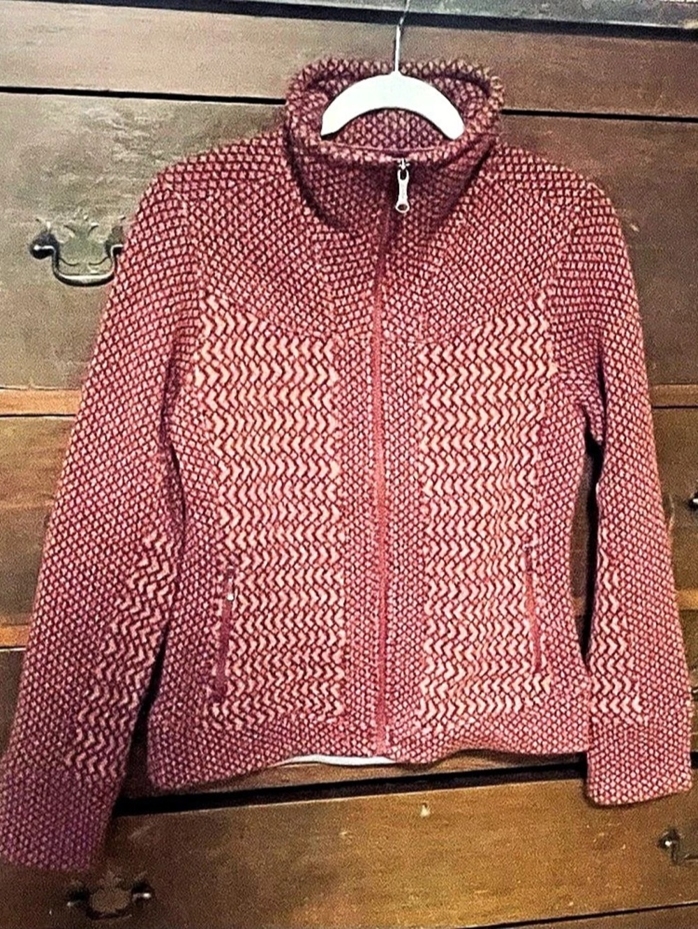 Women’s Marmot Geometric Fleece Jacket in Red Size Small